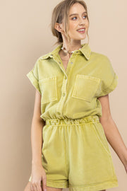 Mineral Wash Cotton Terry Romper | ABNB0627