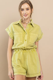 Mineral Wash Cotton Terry Romper | ABNB0627