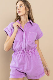 Mineral Wash Cotton Terry Romper | ABNB0627