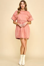 Load image into Gallery viewer, Vintage Wash Babydoll Tunic Dress | ABND0685

