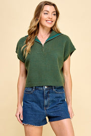 Sleeveless Zip Front High Neck Sweatshirt | ABNS0661