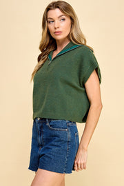 Sleeveless Zip Front High Neck Sweatshirt | ABNS0661