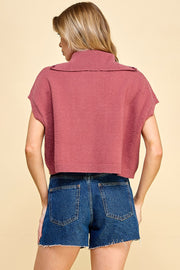 Sleeveless Zip Front High Neck Sweatshirt | ABNS0661