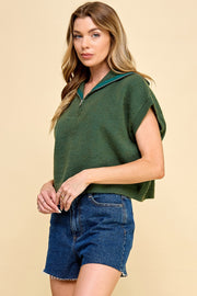 Sleeveless Zip Front High Neck Sweatshirt | ABNS0661