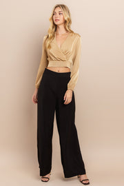 Striped Overlap croptop Blouse / S#ABDT0170