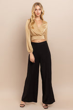 Load image into Gallery viewer, Striped Overlap croptop Blouse / S#ABDT0170

