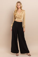 Load image into Gallery viewer, Striped Overlap croptop Blouse / S#ABDT0170
