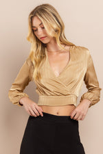 Load image into Gallery viewer, Striped Overlap croptop Blouse / S#ABDT0170
