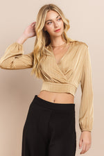 Load image into Gallery viewer, Striped Overlap croptop Blouse / S#ABDT0170
