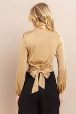 Load image into Gallery viewer, Striped Overlap croptop Blouse / S#ABDT0170

