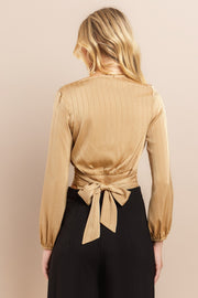 Striped Overlap croptop Blouse / S#ABDT0170