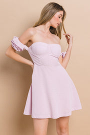 Linen Off-the-Shoulder Mini Dress | ABND0821