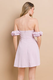 Linen Off-the-Shoulder Mini Dress | ABND0821