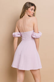 Linen Off-the-Shoulder Mini Dress | ABND0821