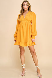 Long Sleeve V-Neck Mini Dress | ABND0801