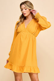 Long Sleeve V-Neck Mini Dress | ABND0801