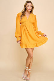Long Sleeve V-Neck Mini Dress | ABND0801
