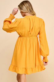 Long Sleeve V-Neck Mini Dress | ABND0801