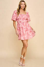 3D Mesh Babydoll Mini Dress | ABND0802