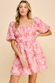 3D Mesh Babydoll Mini Dress | ABND0802