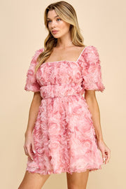 3D Mesh Babydoll Mini Dress | ABND0802