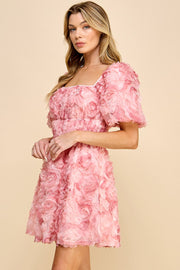 3D Mesh Babydoll Mini Dress | ABND0802