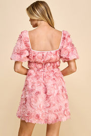 3D Mesh Babydoll Mini Dress | ABND0802