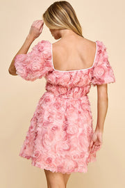 3D Mesh Babydoll Mini Dress | ABND0802