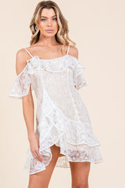 Lace Ruffle Mini Dress | ABND0819