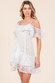 Lace Ruffle Mini Dress | ABND0819