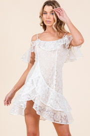 Lace Ruffle Mini Dress | ABND0819