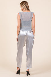 Knit Top With Metallic Thread | ABJT7508