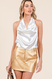 Draped Satin Falter Top | ABJT7502