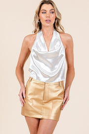 Draped Satin Falter Top | ABJT7502