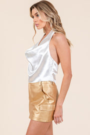 Draped Satin Falter Top | ABJT7502