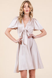 Satin V-Neck Mini Dress | ABSD7516