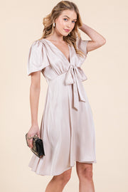 Satin V-Neck Mini Dress | ABSD7516