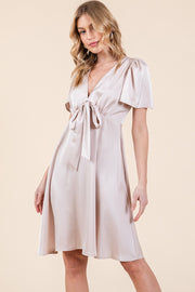 Satin V-Neck Mini Dress | ABSD7516