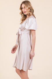 Satin V-Neck Mini Dress | ABSD7516