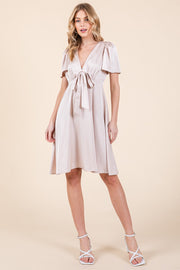 Satin V-Neck Mini Dress | ABSD7516