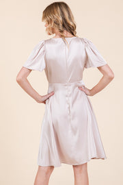 Satin V-Neck Mini Dress | ABSD7516