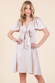 Satin V-Neck Mini Dress | ABSD7516