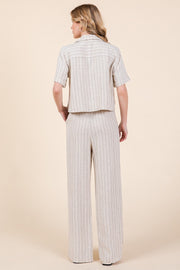 Striped High-Rise Wide-Leg Pants Set | ABJD7512ABJD7513set