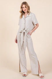 Striped High-Rise Wide-Leg Pants Set | ABJD7512ABJD7513set