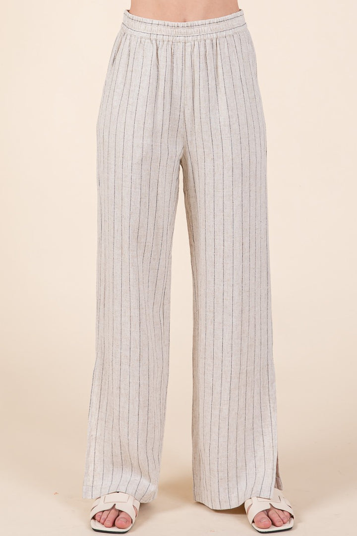 Striped High-Rise Wide-Leg Pants Set | ABJD7512ABJD7513set