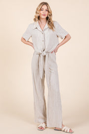 Striped High-Rise Wide-Leg Pants Set | ABJD7512ABJD7513set