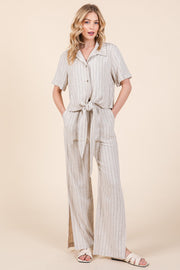 Striped High-Rise Wide-Leg Pants Set | ABJD7512ABJD7513set