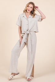 Striped High-Rise Wide-Leg Pants Set | ABJD7512ABJD7513set