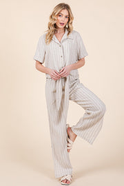 Striped High-Rise Wide-Leg Pants Set | ABJD7512ABJD7513set