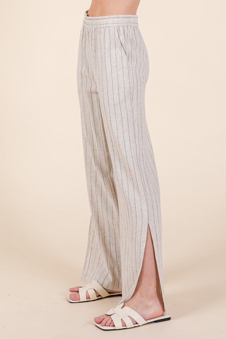 Striped High-Rise Wide-Leg Pants Set | ABJD7512ABJD7513set